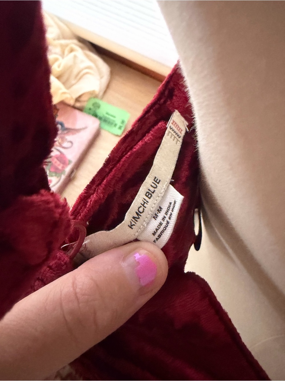 Kimchi Blue Velvet Lace Backless Top in Deep Wine Red - Picture 3 of 5